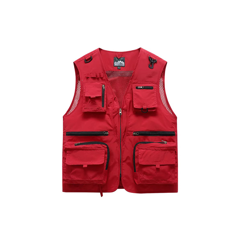 Summer Thin Multi-Pocket Work Vest for Men with Logo, Outdoor Quick-Dry Mesh Advertising Fishing Safety Vest with Printed Text Summer Thin Multi-Pocket Work Vest for Men with Logo, Outdoor Quick-Dry Mesh Advertising Fishing Safety Vest with Printed Text