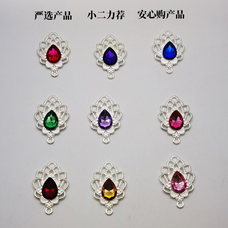 ゴールド合金葉水滴中空カラーアクリル携帯電話ケースヘアアクセサリー diy アクセサリー工場卸売|undefined