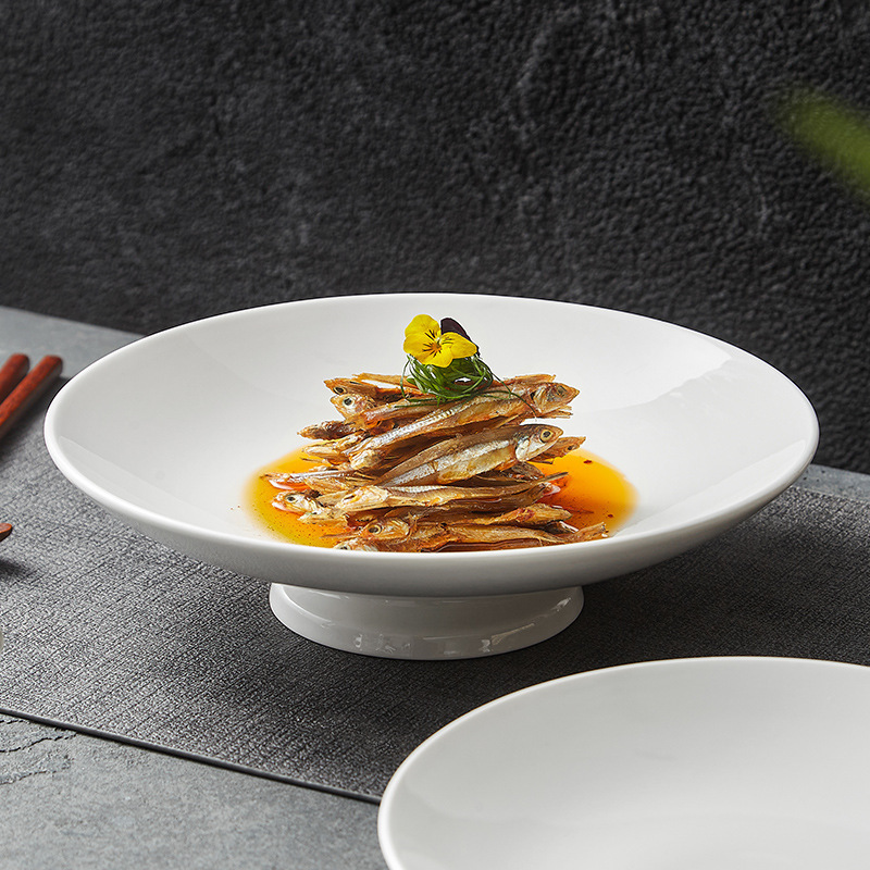 Creative Plate, Dish Plate, Tall Deep Plate, Ceramic Disc, Hotel Tableware, Special Private Dish Cold Dish Plate, White Plate