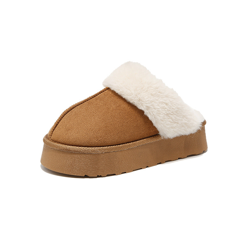 Antiguo Lion Dengjia zapatillas de terciopelo para mujeres 2025 nuevo invierno grueso Boken un pedazo de zapatilla de lana de nieve gruesa