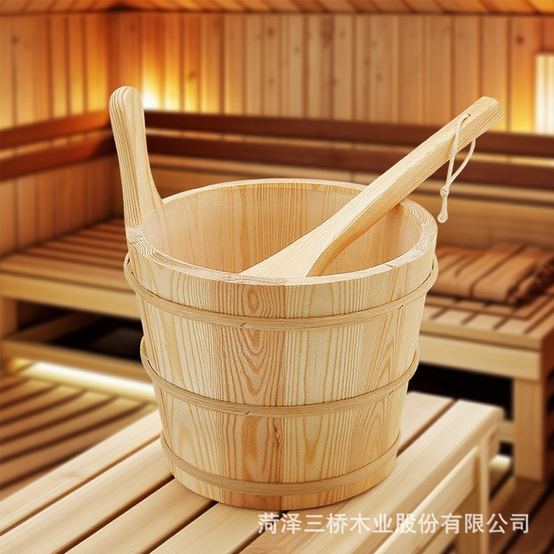 实木桑拿桶水瓢套装浴室桑拿房专用木质水桶水勺组合汗蒸房工具