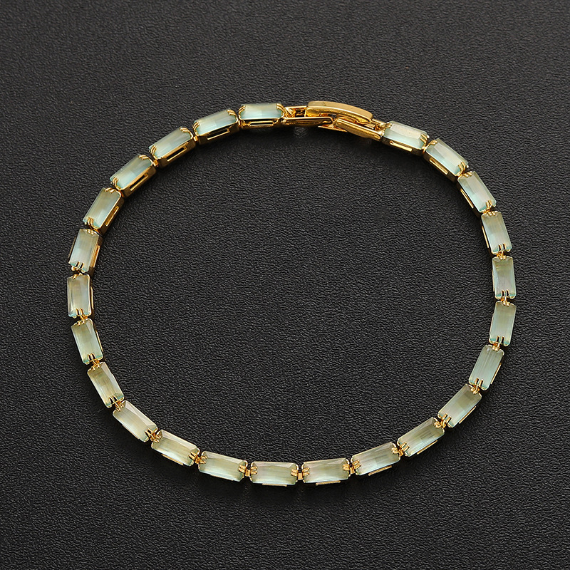 New Electroplated Zircon Rectangular Clasp Bracelet, Light Luxury High-end Feel, Fashionable Exquisite, Versatile And_voghion.com