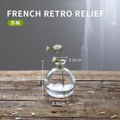 Retro repujado mini florero transparente hidropónico flor arreglo florero de cristal salón aromaterapia botella adornos Decoración
