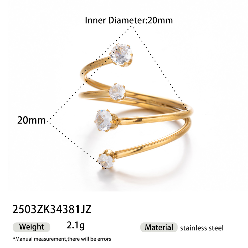 Anillo de acero inoxidable europeo y americano de Tena, acero de titanio, no se desvanece, anillo de gemas de nicho de lujo ligero salvaje, anillo transfronterizo