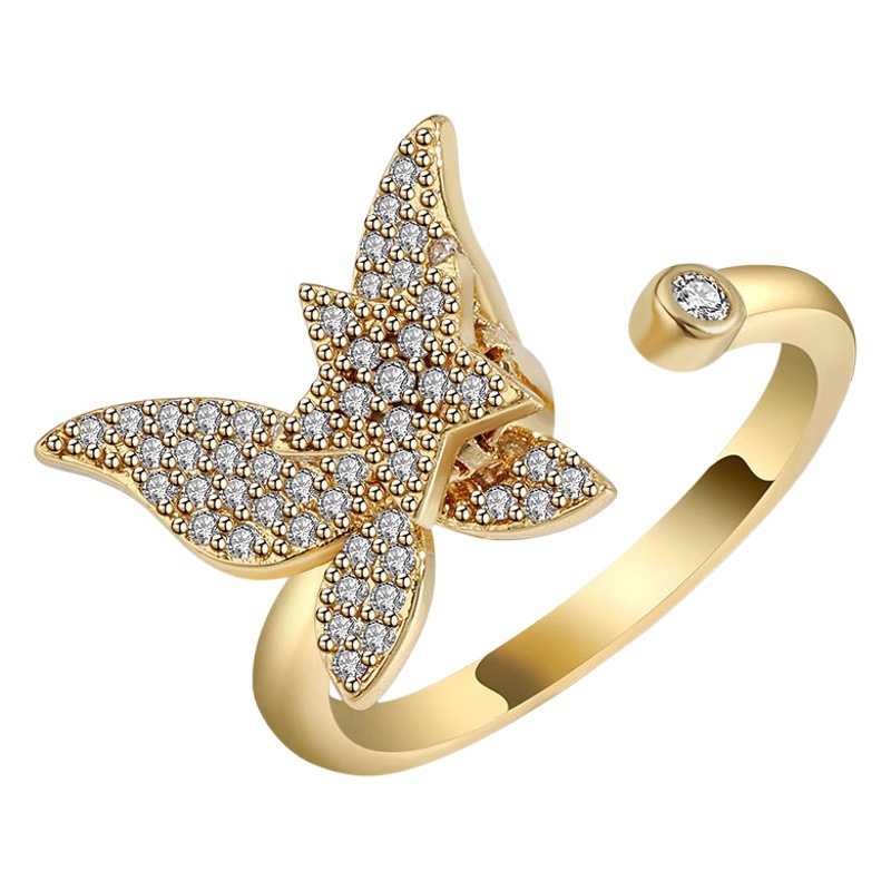 Amazon's Hot-Selling Cross-Border New Product Rotating Ring to Relieve Anxiety, Flower Ring Set, Stress-Relieving Zircon Ring
