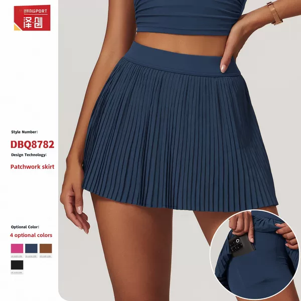 Zechuang Cloud Sense Breathable Sports Skirt Hip Covering Slimming Outdoor Fitness Tennis Skirt Anti-running Yoga Skirt 8782