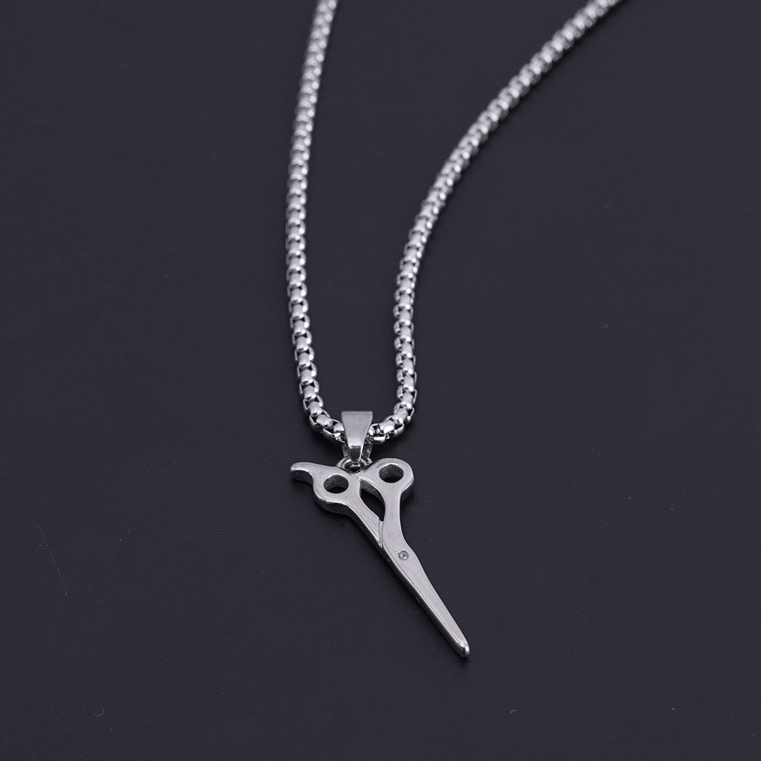 Moderiktiga hårklippare i rostfritt stål, hiphop-halsband, frisörer, trendiga titanhängen för män_voghion.com