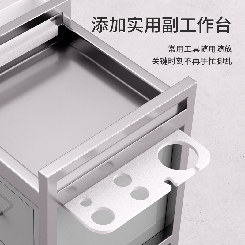 Barbería de acero inoxidable armario de herramientas barbería almacenamiento armario de corte de pelo salón de peluquería carro especial carro de herramientas de planchado