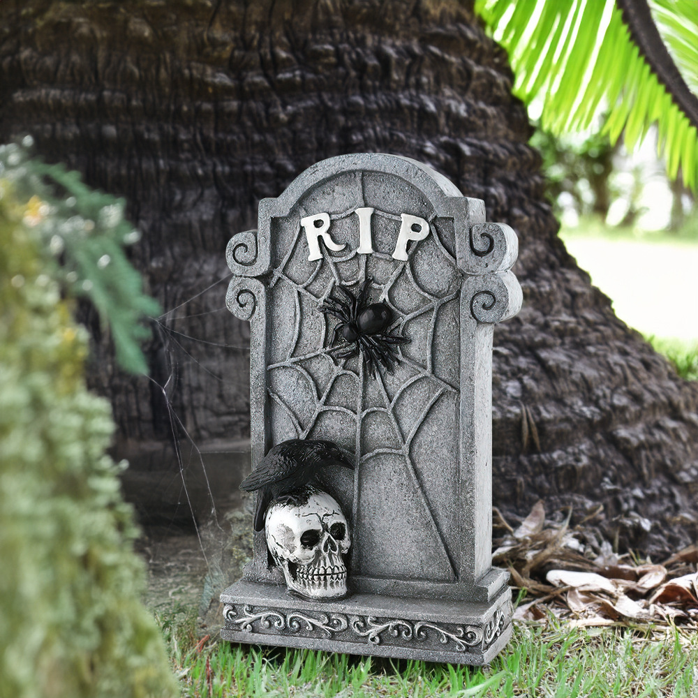  Halloween Horror Skull Tombstone Decoration Ornaments Tombstone Courtyard Sign Outdoor Lawn Garden Decoration