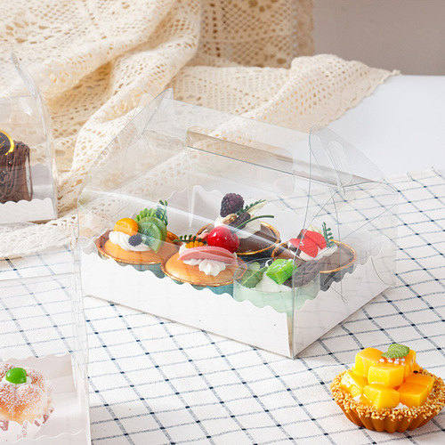 Transparent long portable cake roll packaging box Swiss towel roll packaging box mousse cake dessert pastry box