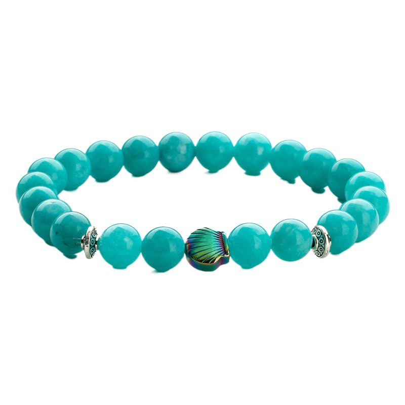 Cross-border simple verano elegante moda pulsera de concha pulsera natural Tigre piedra Ágata pulsera de cuentas para hombres y mujeres