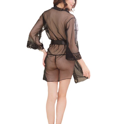 Sexy Lingerie Women's Mesh Sexy Pajamas Lace Lace See-through Bathrobe Nightgown Set Wholesale Dropshipping