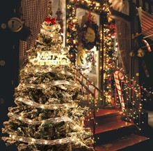 新款亚马逊led铜线灯丝带灯蝴蝶结彩带绸带灯串圣诞树道具装饰灯
