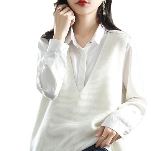 Spring Knit Base Vests Fashion Korean Version Loose Same Style Stylish Versatile Base Vests Women