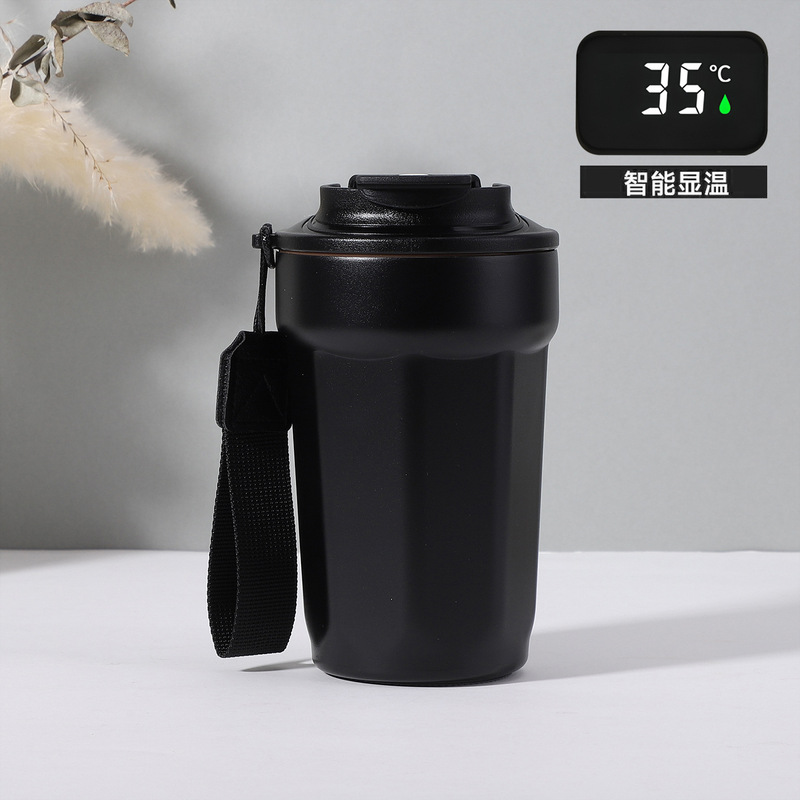 316 ステンレス鋼コーラ八角形コーヒーカップロープポータブル魔法瓶カップギフトカップスマート八角形カップデジタルディスプレイカップ|undefined