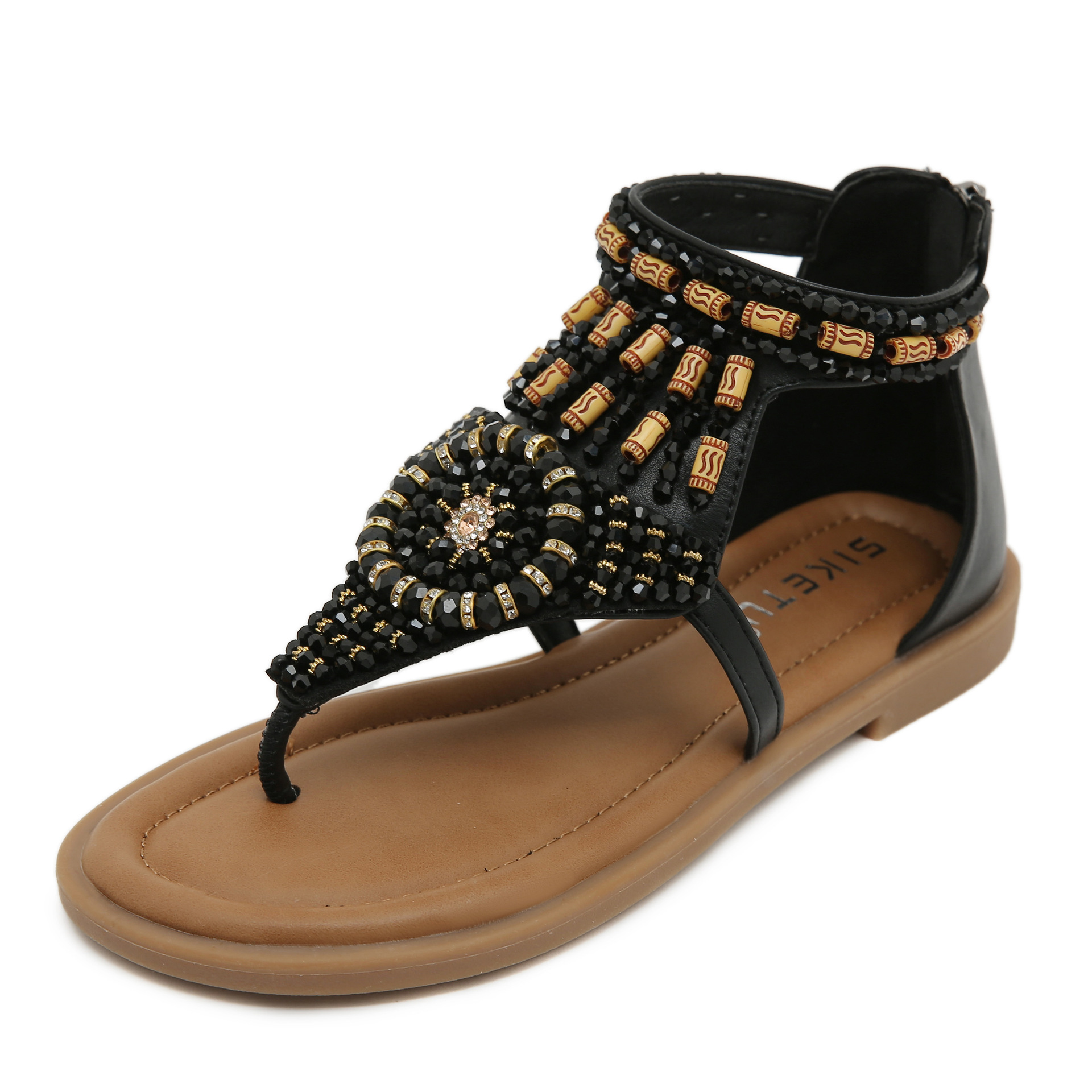 2025 verano nuevo estilo europeo y americano de moda versátil tacones de diamante sandalias romanas