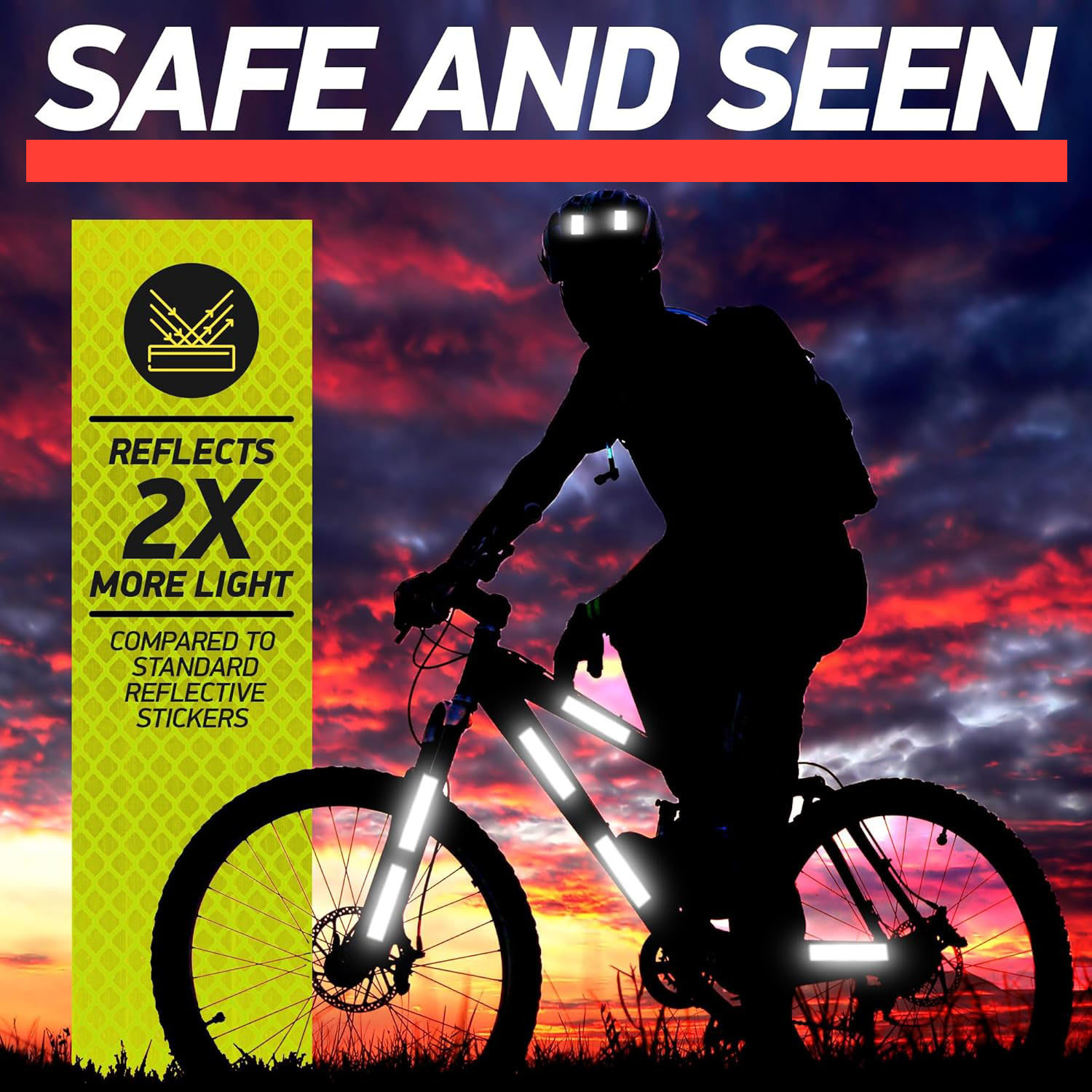 Adesivi riflettenti ad alta visibilità Diamond per casco e auto, adesivi di avvertimento multiuso, 5 pezzi_voghion.com