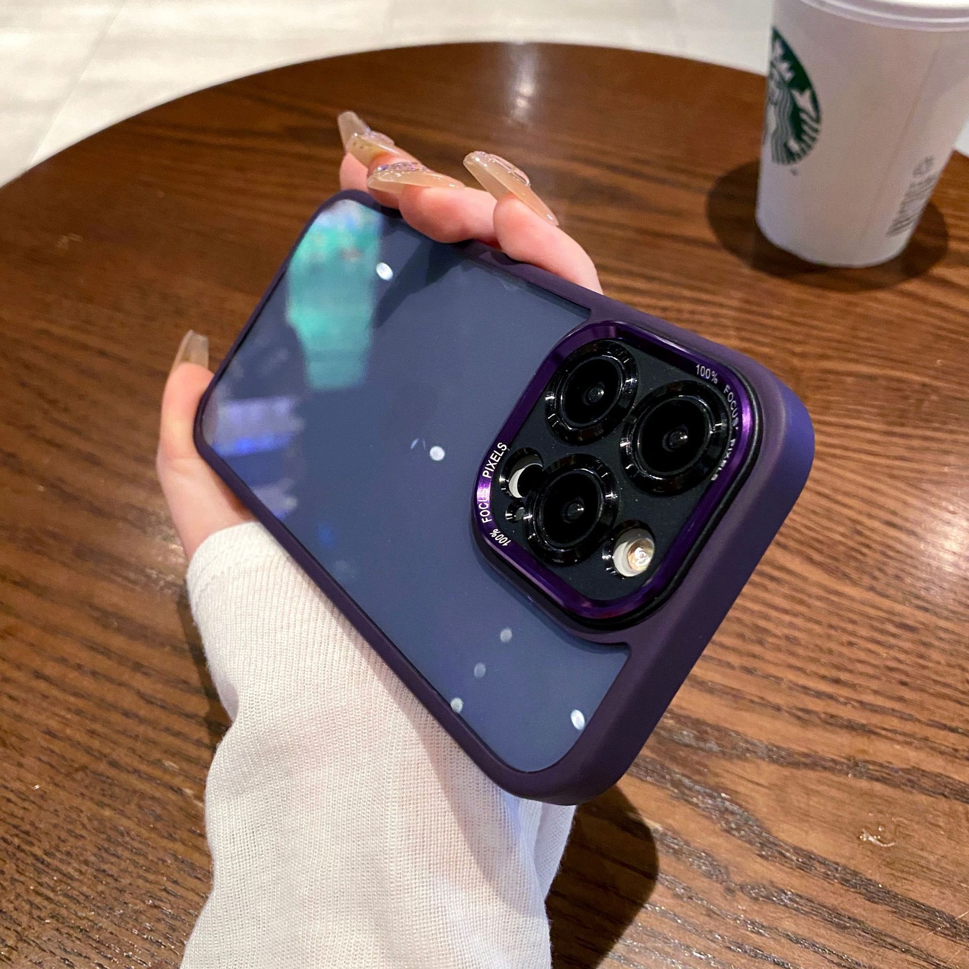 Color púrpura oscuro-transparente-lente de metal xds