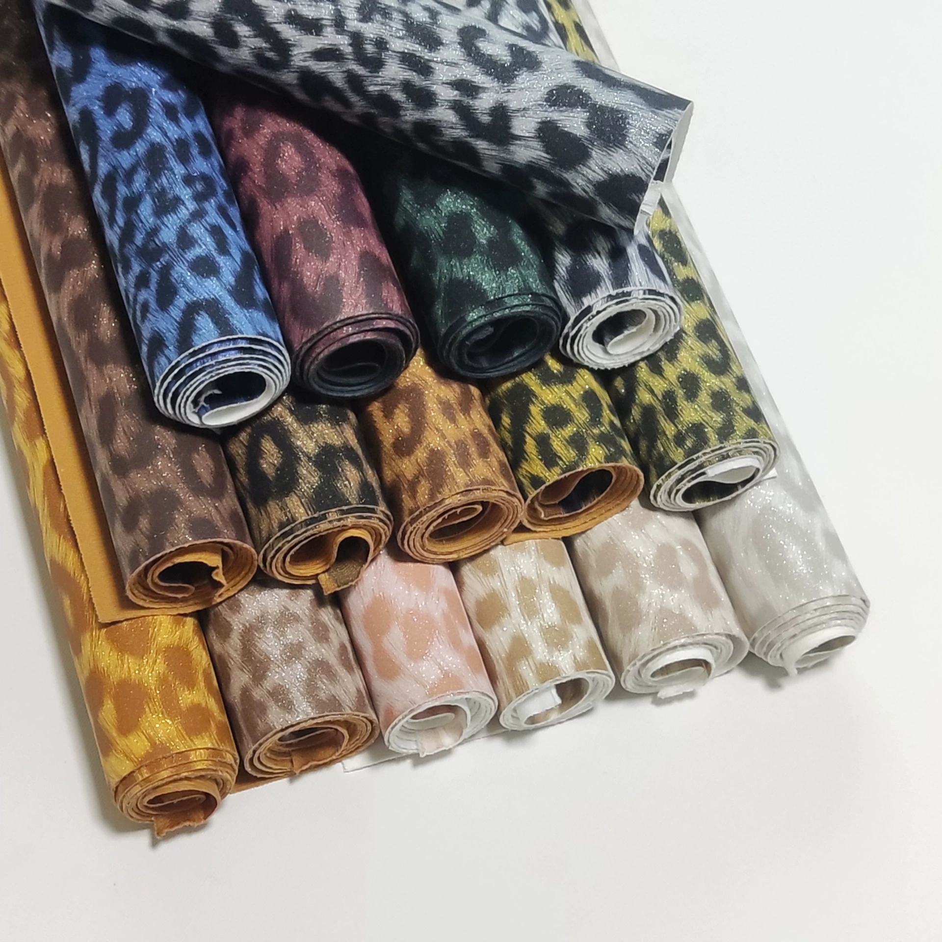 Имитация хлопкового вельвета с перламутровым блеском, леопардовый принт на полиуретановой основе, специальная кожа для сумок и обуви, материал TREND2025