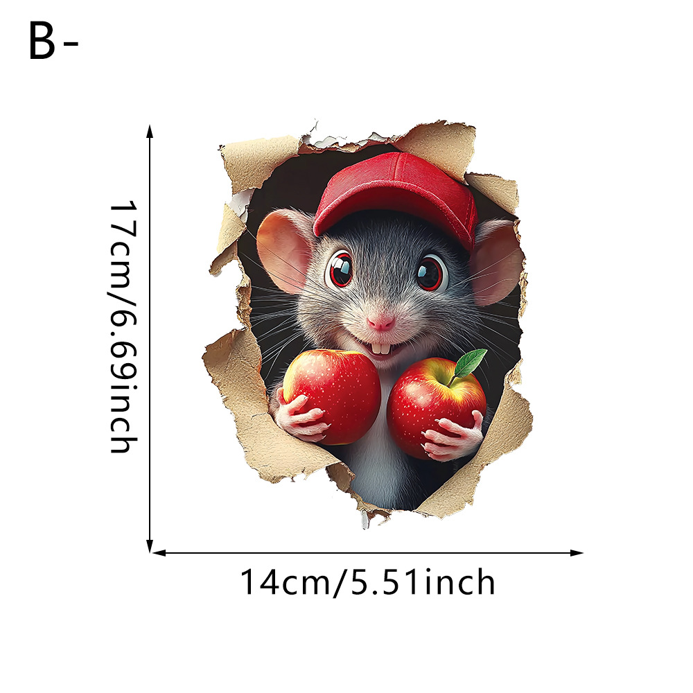 Cache-trou de souris 3D autocollant imperméable et anti-traces de doigts, style dessin animé, pour salon ou chambre._voghion.com