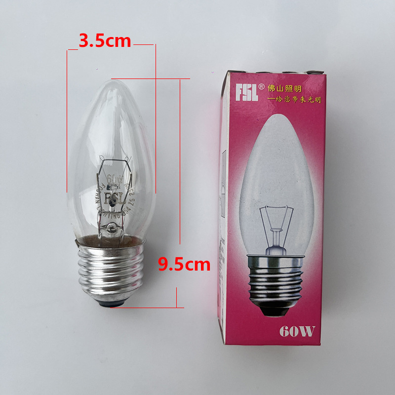 lámpara incandescente filamento de tungsteno atenuable esmerilado lámpara de tornillo de vela transparente