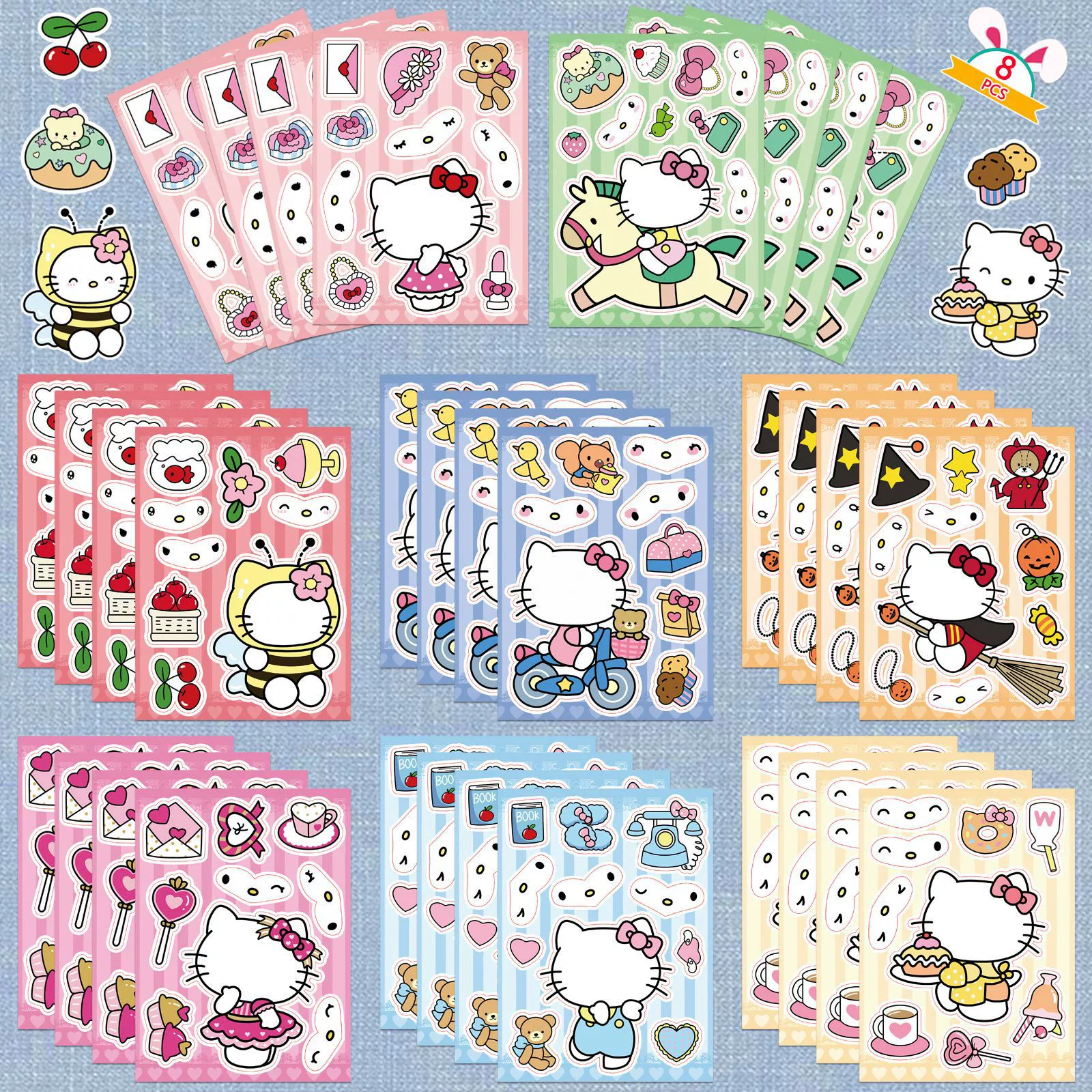 Hello Kitty, санрио, головоломка, интерактивная наклейка, для детей и родителей