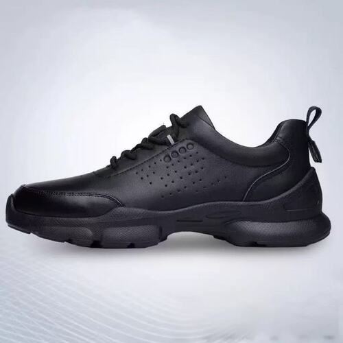 men's shoes and leather shoes spring new men's casual shoes, soft sole, non-slip sneakers, black lacing and penetrating