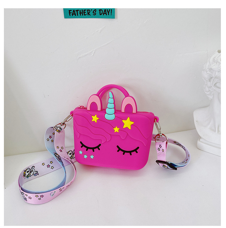 90g Weight Nylon Lining Material Zipper Closure Type Single Shoulder Strap Strap Type Animal Pattern White, Pink, Red Color Cute Cartoon  Silicone Bag 28
