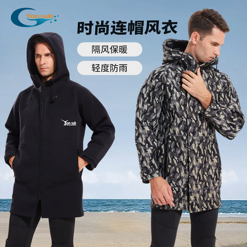 Thickened Hooded 3mm Sun Protection Men's and Women's Diving Outwear Wetsuit Unisex Adult Equipment Warm Diving Windbreaker