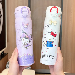Kuromi 316 ステンレス鋼の高品質魔法瓶カップ子供用ストロー二重飲料カップ学生学校専用カップ
