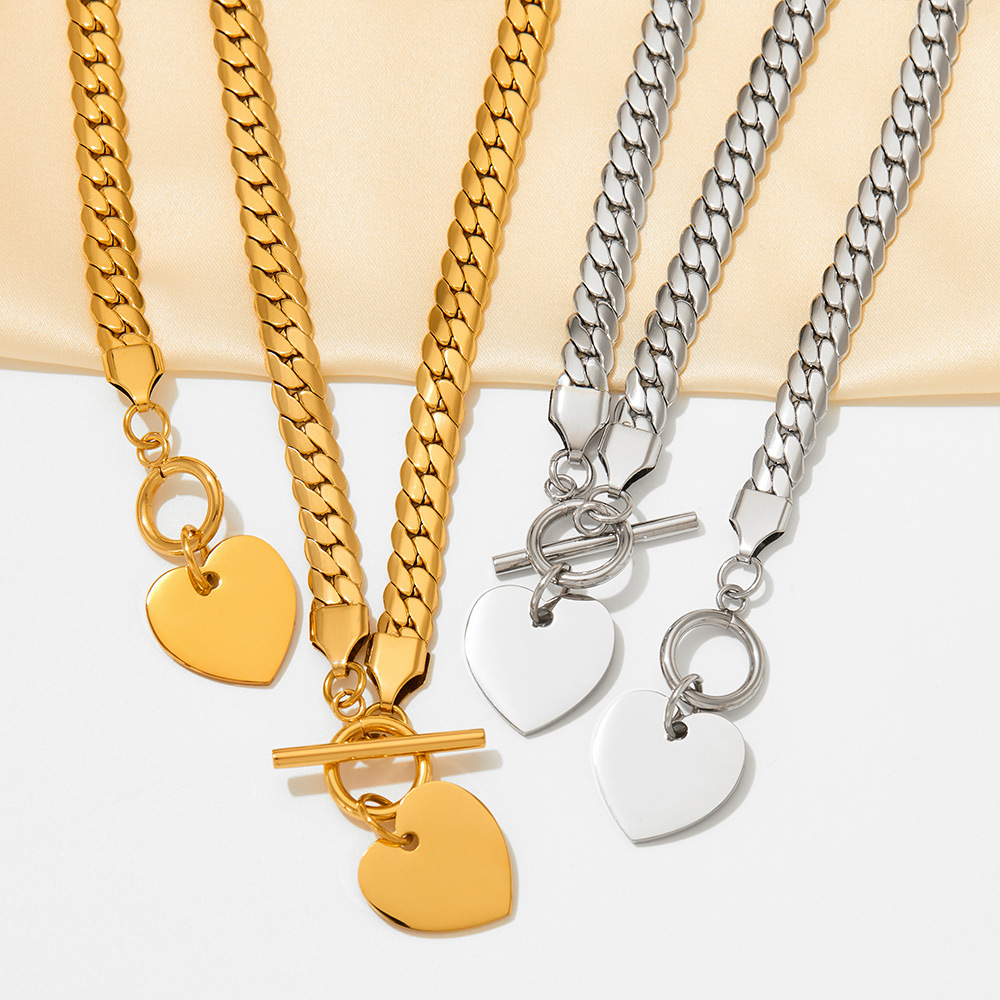 Retro Heart Shape Stainless Steel Plating Pendant Necklace_colorza_5