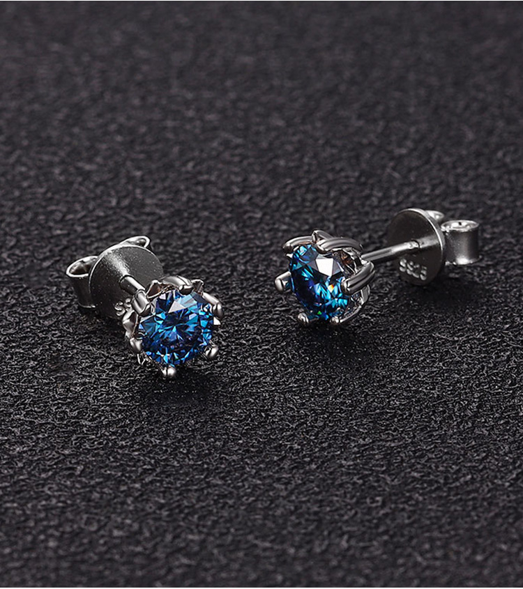 Geometric Pattern 1 Pair 925 Sterling Silver Moissanite Moissanite Earrings Geometric Ear Studs