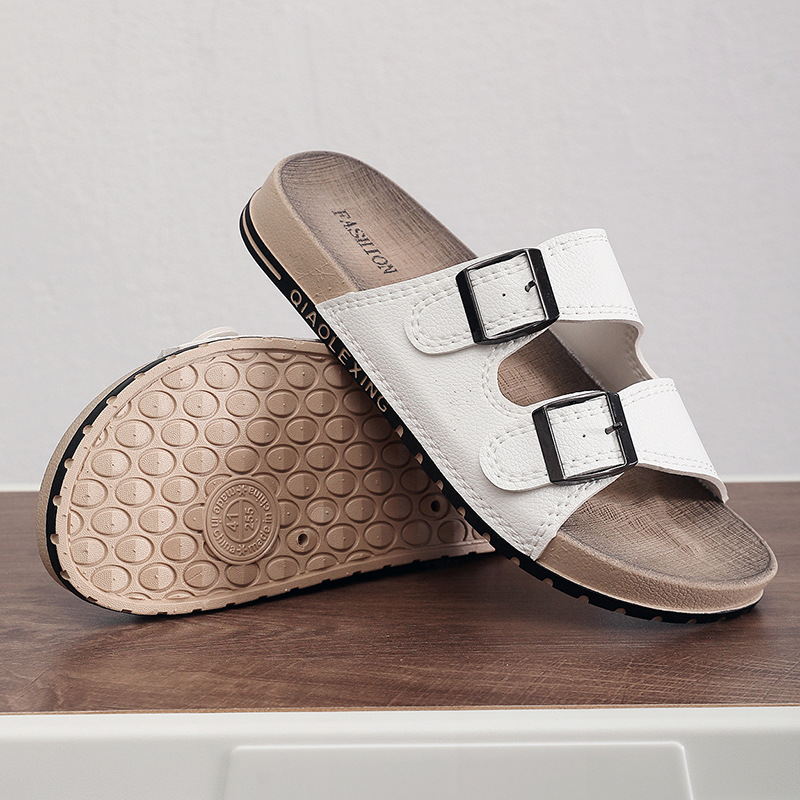 【밀크 화이트 가죽 텍스처】 트렌디한 스타일, 미끄럼 방지 기능 강화