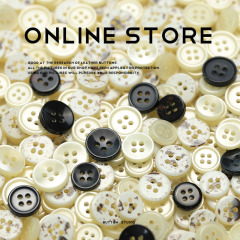 MOSN 四眼樹脂仿貝小扣子針織開衫襯衣袖領紐扣黑白色服裝百搭扣