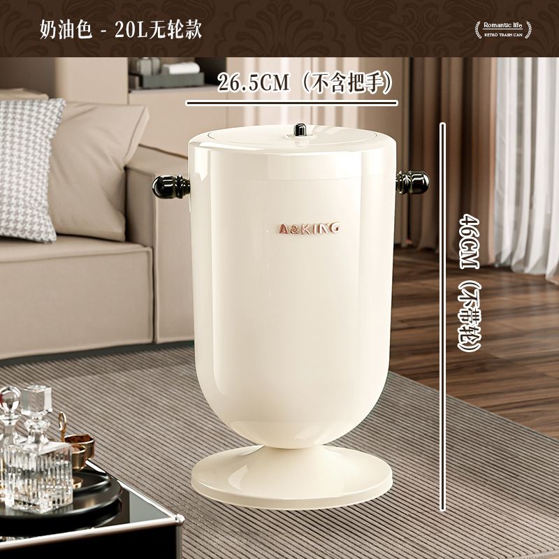 [One] Basura de sala de estar canasta de papel volante rueda de cubierta móvil engrosado doble cubo con cubierta cubo sanitario