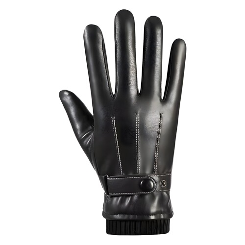 Autumn/Winter Men's Leather PU Touchscreen Waterproof Windproof Warm Fleece Full Finger Driving Adult Outdoor Riding Gloves