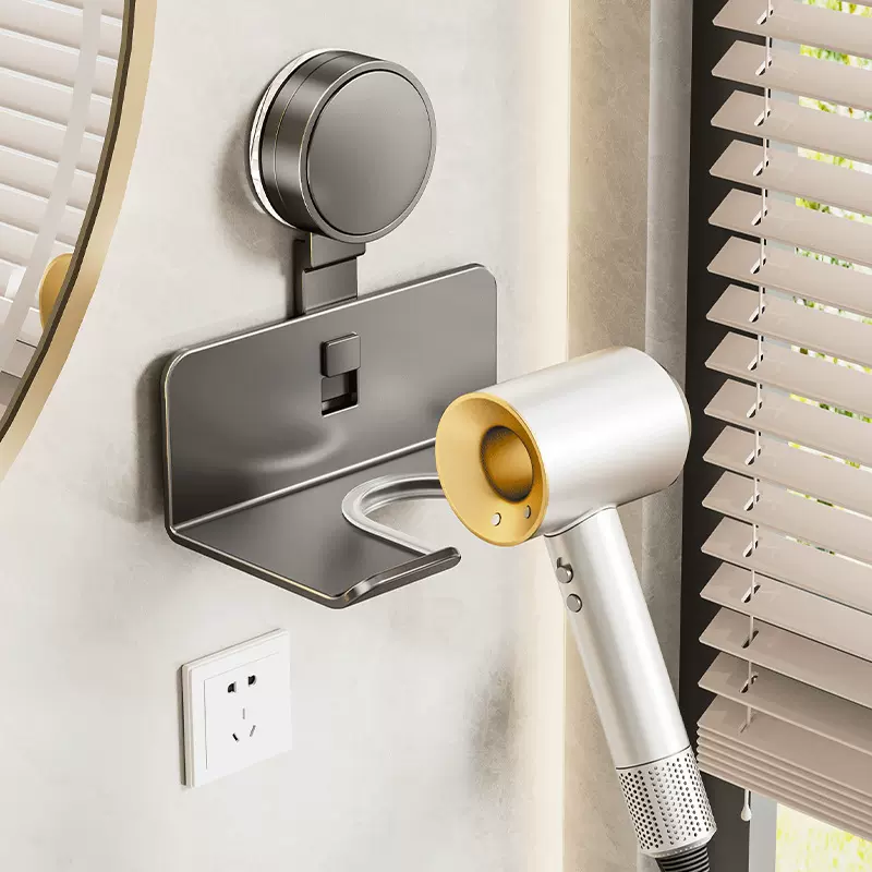 免打孔通用电吹风支架洗手间壁挂吹风机收纳架子吸盘吹风机置物架