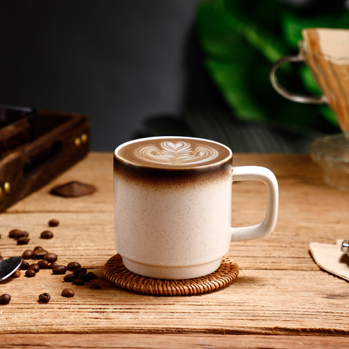 陶瓷复古马克杯咖啡杯拿铁杯日式风格拉花杯卡布杯仿古水杯礼品杯