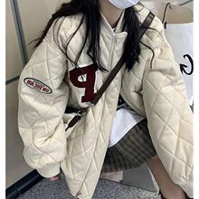 大码女装棉服棒球服女冬季新款胖斤棉衣夹棉外套字宽松棉袄