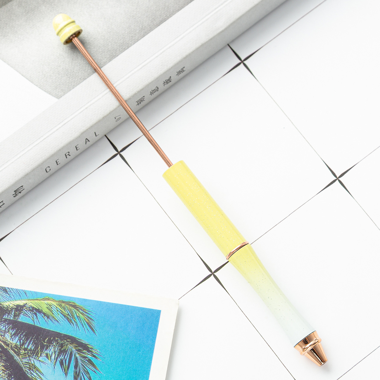 Pluma de cuentas de metal en stock al por mayor creativo con cuentas bolígrafo DIY bolígrafo personalidad metal DIY pluma con cuentas