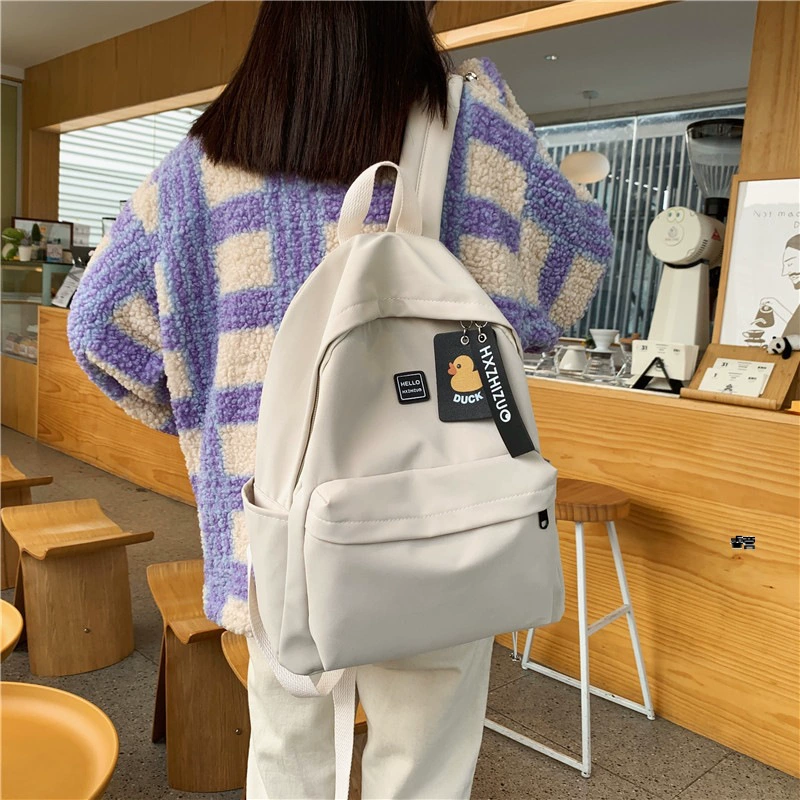 Backpack Japanese-style shoulder bag, lightweight polyester, multiple colors (White–Fuchsia)