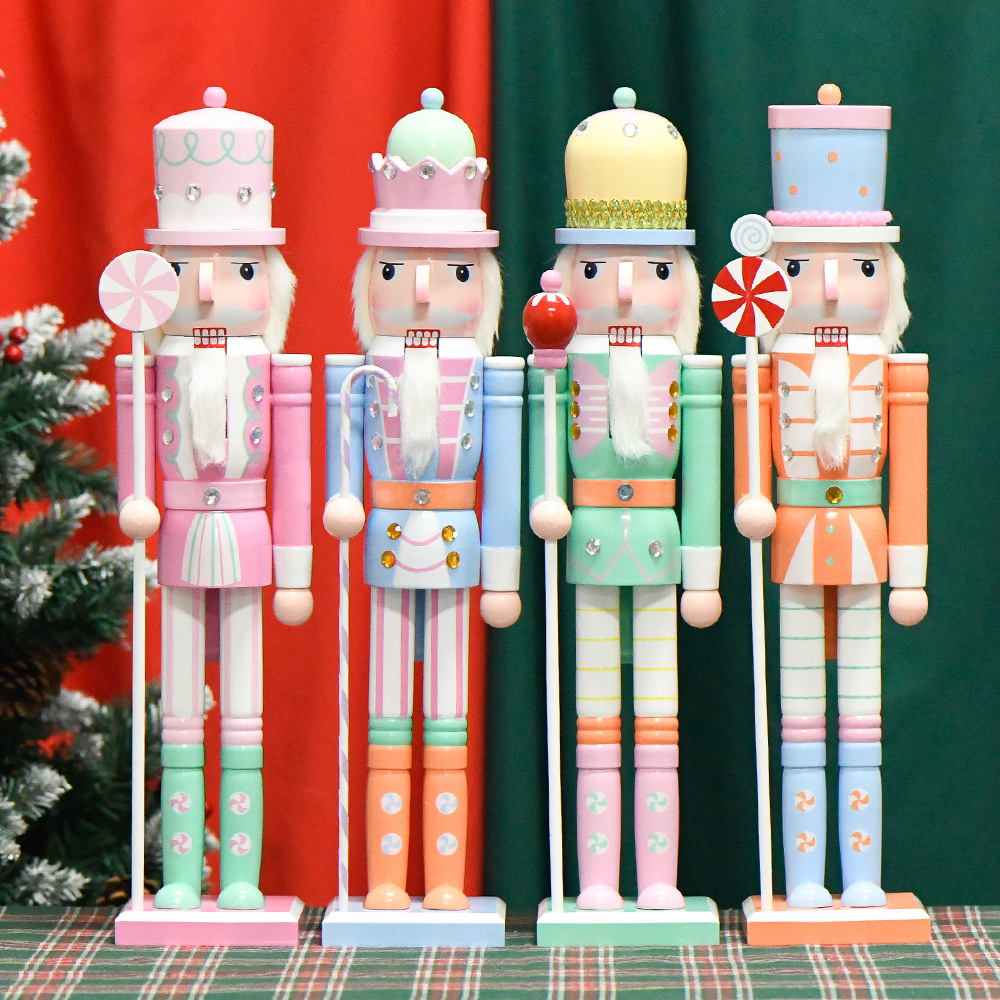 Amazon cruza fronteras cascanueces decoración de Navidad atmósfera regalos de árbol de Navidad macarón decoración 50cm