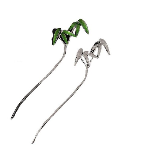 New Chinese-style ancient bamboo leaf metal hairpin, simple modern daily updo hairpin, niche high-end sense, trendy hair clip