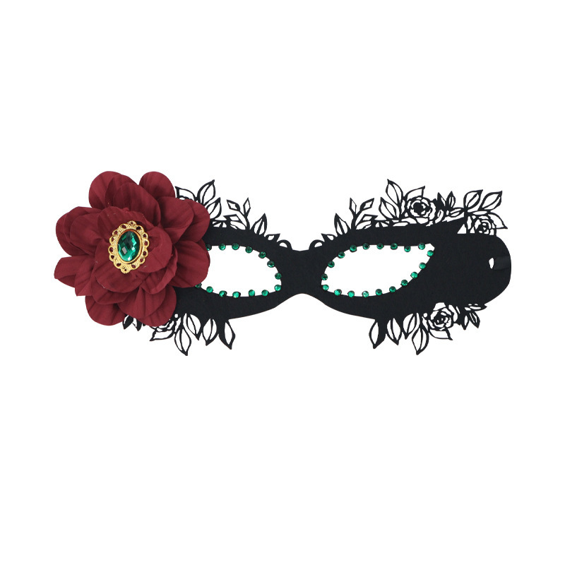 Halloween nueva máscara de diamante de flores negras accesorios femeninos máscaras de baile de baile disfraz de emoción sexy máscara de ojos
