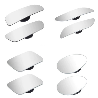 Car Rearview Mirror Glass Small Round Mirror for Reversing, Reflective Reversing Aid Blind Spot Mirror, Wide-Angle Long Mirror