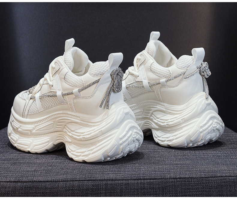 Giày sneaker nữ chunky đế dày phong cách Hàn Quốc, đính đá thời trang, phù hợp người thấp bé — M2803 màu xám, M2803 màu be chi tiết 21