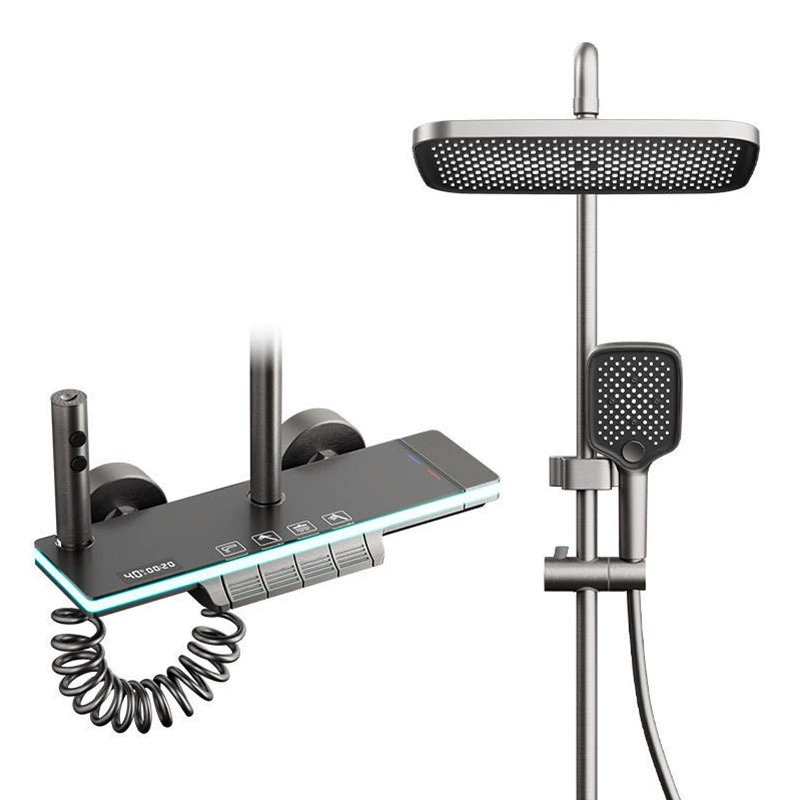 Полностью медная цифровая индикация постоянной температуры душа атмосферный световой набор для душа медный смесительный вентиль давление воды хромированный графит серый белый душевой голова оптом