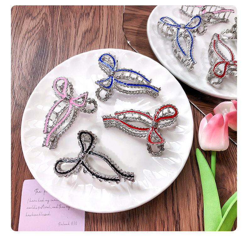 Fashion Sweet Solid Color Bow Metal Grip Alloy Hairpin Female Hair Accessories display picture 1