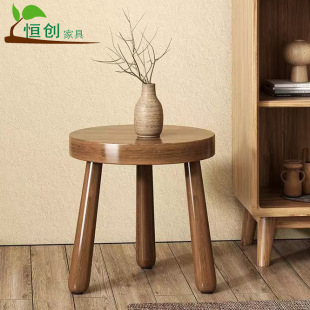 Solid Wood Small Stool Household Thickened Bench Living Room Sofa Foot Stool Log Round Stool Door Shoe Changing Stool Round Shape