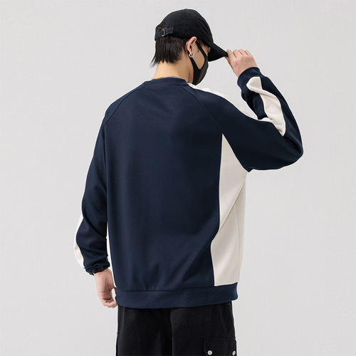 Spring and Autumn Men's Plus Size Crew Neck Sweatshirt Fat Men Fashion Hooded Sweatshirt Plus Size Trend Long Sleeve Men's Clothing